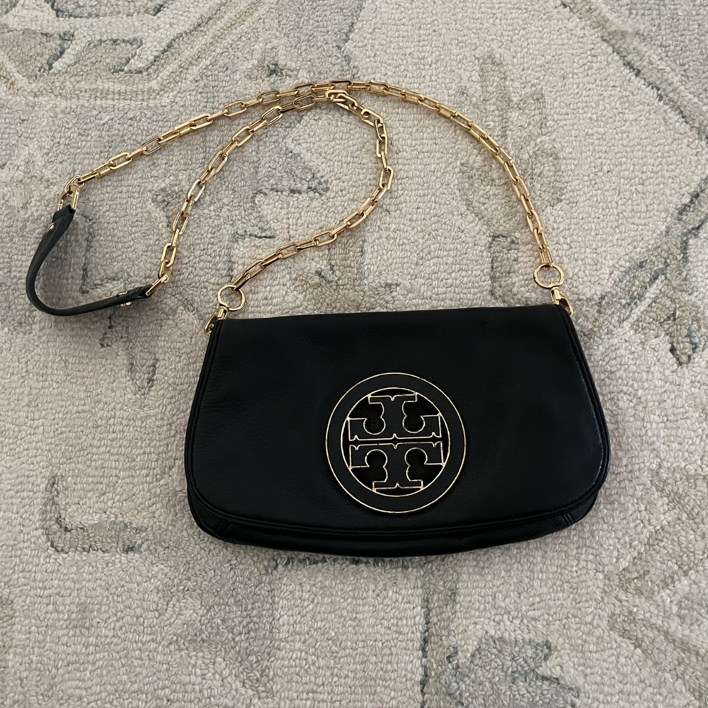 Tory Burch black pebble leather crossbody bag- authentic